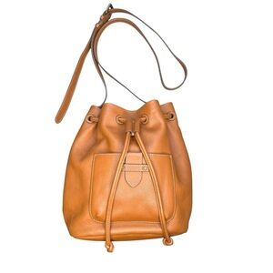 Frye Tan Leather Drawstring Bucket Bag